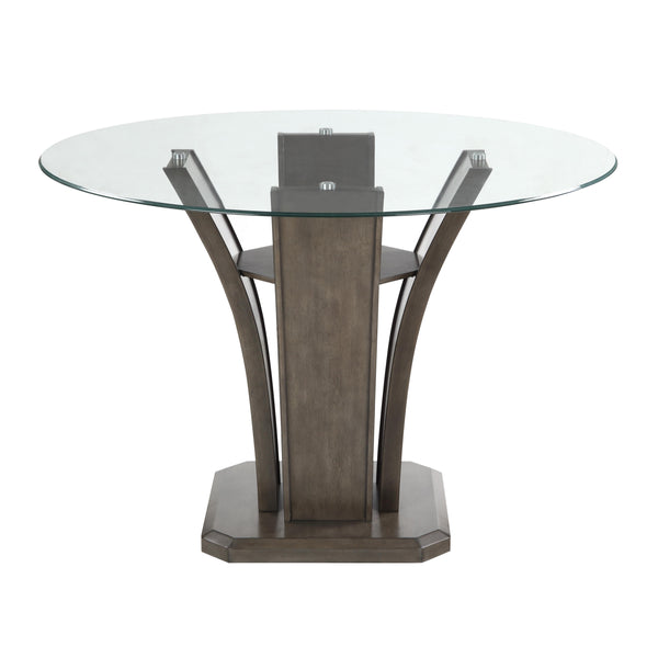 Crown Mark Round Camelia Counter Height Dining Table with a Glass Top and a Pedestal Base 1710GY-T-54-BSL/1710GYT-54RD-GL IMAGE 1