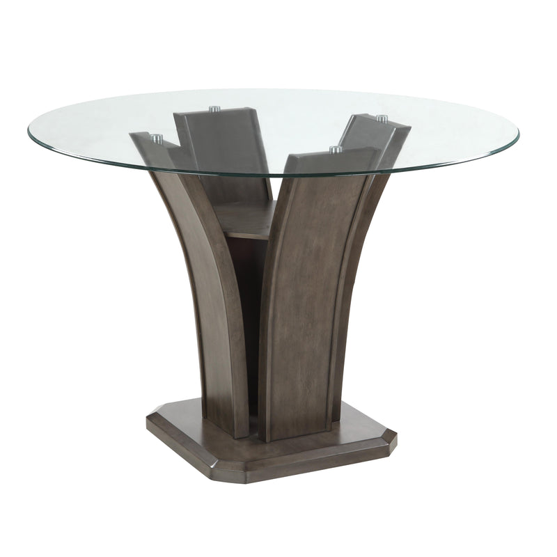 Crown Mark Round Camelia Counter Height Dining Table with a Glass Top and a Pedestal Base 1710GY-T-54-BSL/1710GYT-54RD-GL IMAGE 2