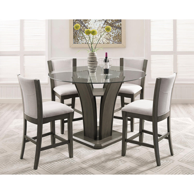 Crown Mark Round Camelia Counter Height Dining Table with a Glass Top and a Pedestal Base 1710GY-T-54-BSL/1710GYT-54RD-GL IMAGE 3