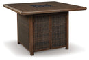 Paradise Trail - Square Bar Table w/Fire Pit - Medium Brown