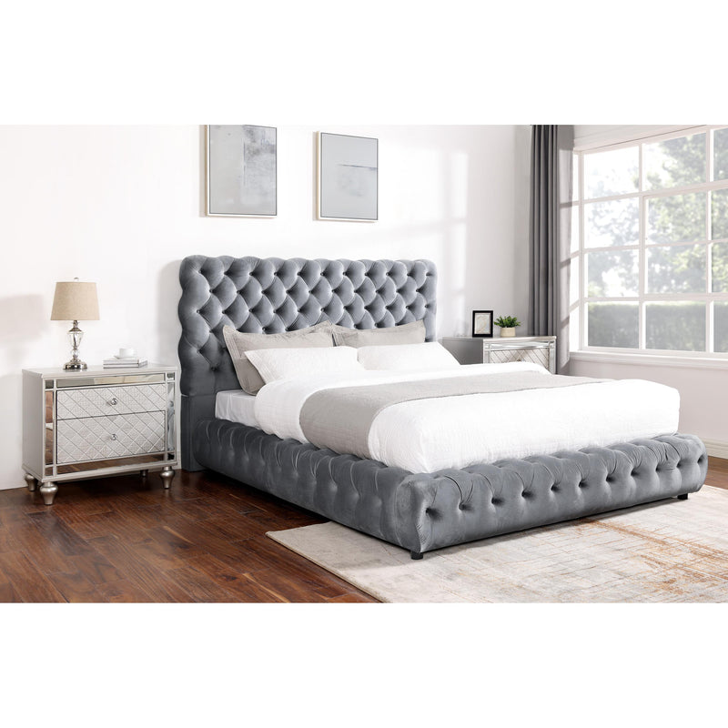 Crown Mark Flory King Upholstered Platform Bed 5112GY-K-HBFB/5112GY-KQ-RAIL IMAGE 2