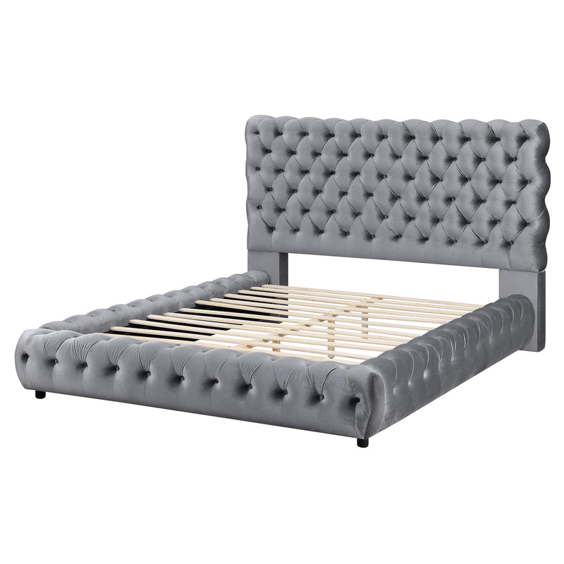 Crown Mark Flory Queen Upholstered Platform Bed 5112GY-Q-HBFB/5112GY-KQ-RAIL IMAGE 3