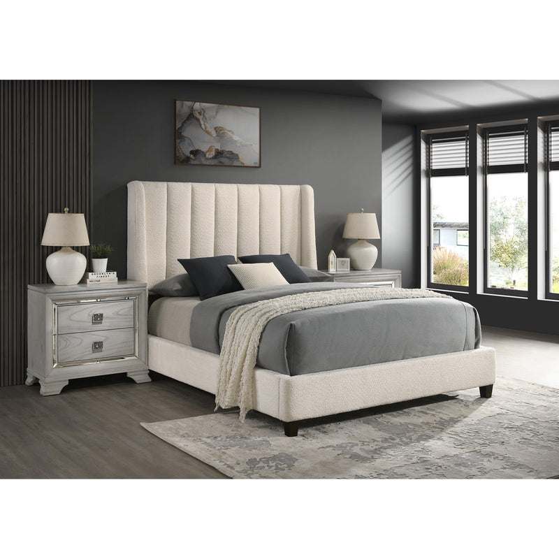 Crown Mark Agnes Queen Upholstered Platform Bed 5264WH-Q-HBFB/5264WH-KQ-RAIL