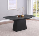 Potero - Faux Marble Extension Leaf Dining Table - Black