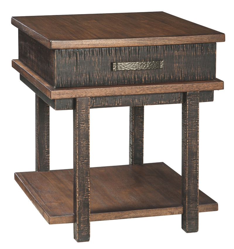Stanah - Rectangular End Table - Brown / Beige