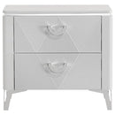 Cassia - 2-Drawer Nightstand Bedside Table - White High Gloss