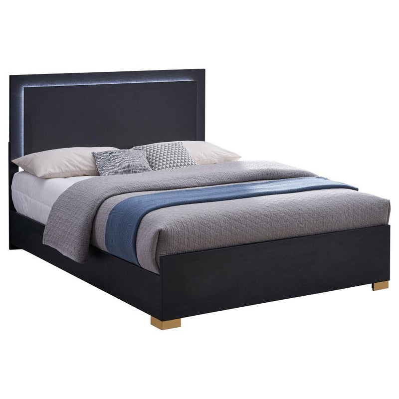 Marceline - Queen Headboard, Footboard & Slats, Box 1 of 2 - Black