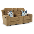  Manufacturer Color_Honey  Motion Type_Reclining  -- Kanlow Reclining Fabric Loveseat with Console IMAGE 1