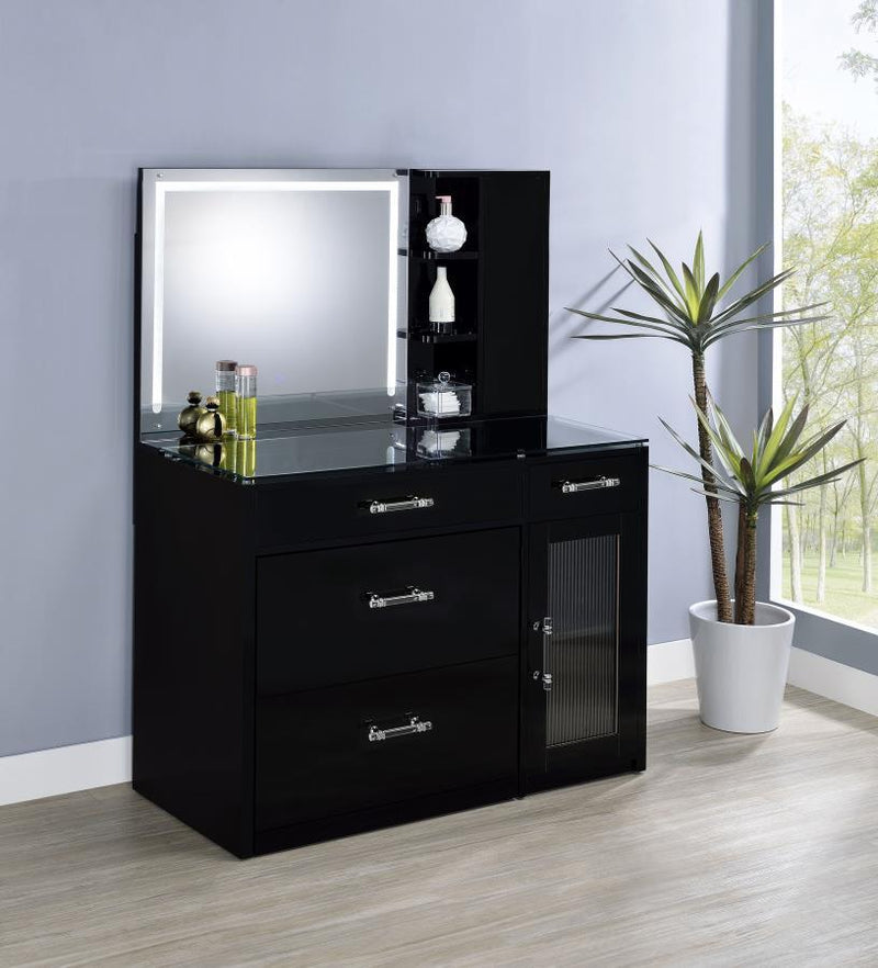 Flora - Vanity Top & Stool, Box 1 of 2 - Black High Gloss