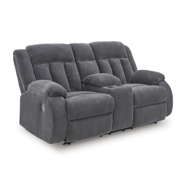 Manufacturer Color_Steel  -- Observation Power Reclining Fabric Loveseat with Console IMAGE 1