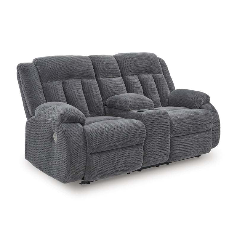  Manufacturer Color_Steel  -- Observation Power Reclining Fabric Loveseat with Console IMAGE 1
