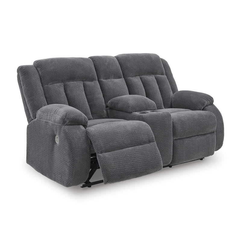  Manufacturer Color_Steel  -- Observation Power Reclining Fabric Loveseat with Console IMAGE 2