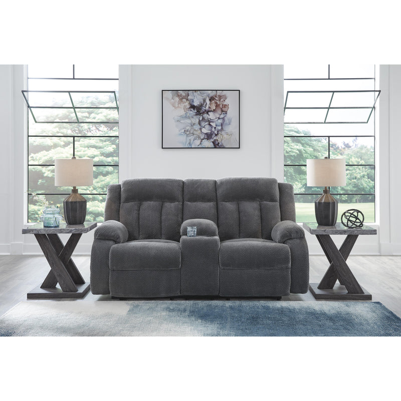  Manufacturer Color_Steel  -- Observation Power Reclining Fabric Loveseat with Console IMAGE 5