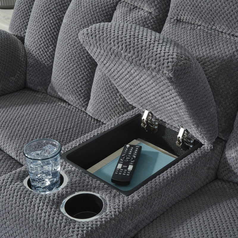  Manufacturer Color_Steel  -- Observation Power Reclining Fabric Loveseat with Console IMAGE 6