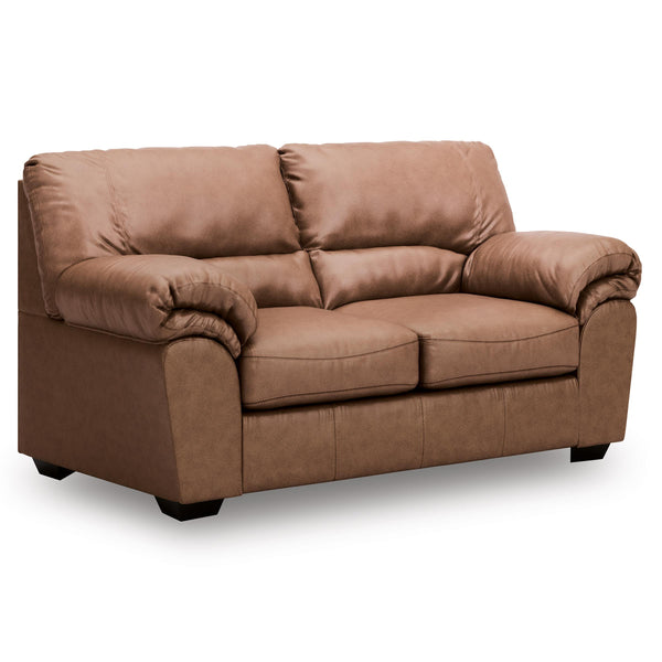  Manufacturer Color_Caramel  Motion Type_Stationary  -- WillowBend Stationary Leather Look Loveseat IMAGE 1