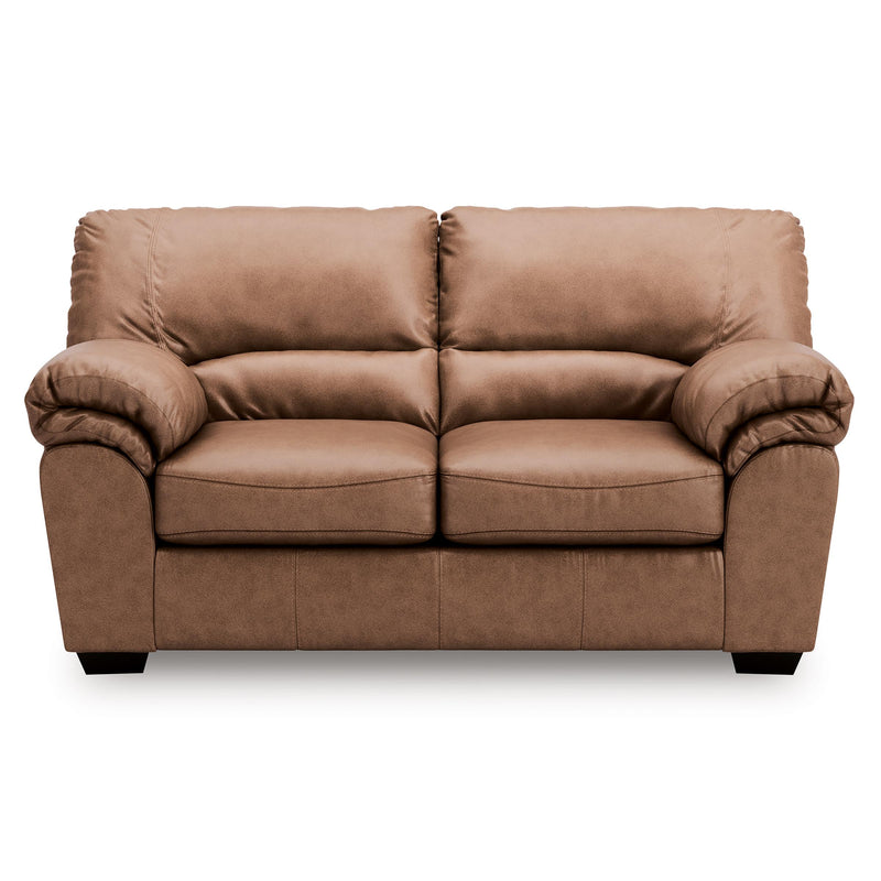  Manufacturer Color_Caramel  Motion Type_Stationary  -- WillowBend Stationary Leather Look Loveseat IMAGE 2