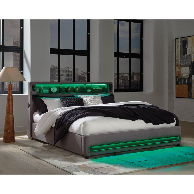  Size_Queen  -- Verishaw Upholstered Panel Bed IMAGE 10