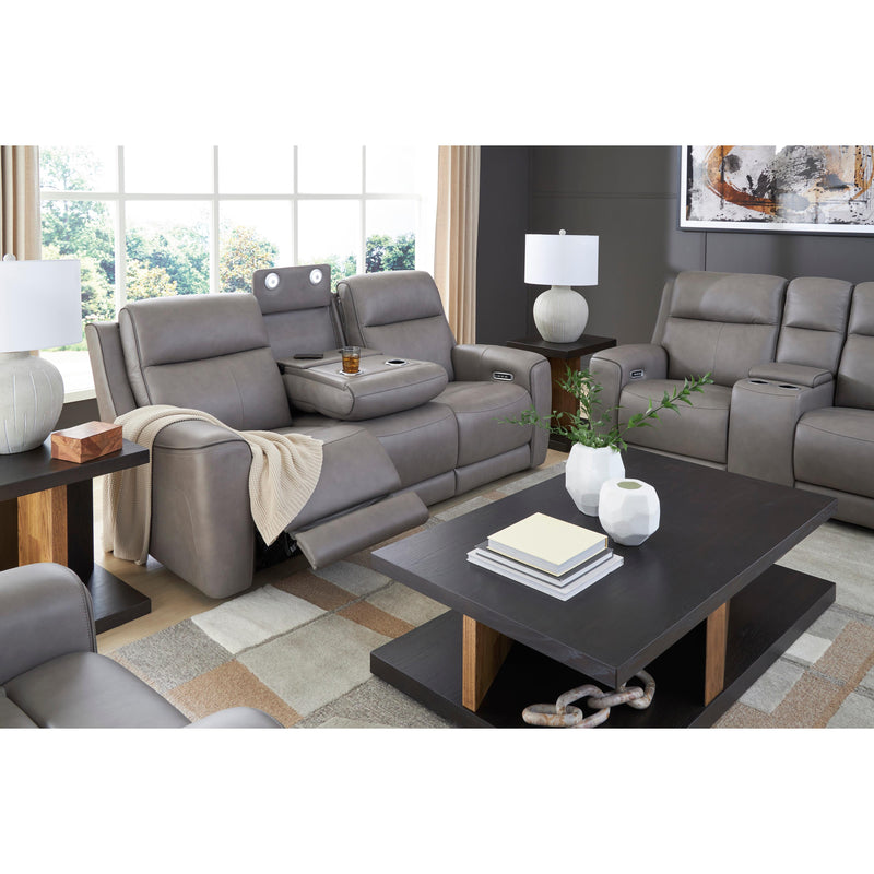  Manufacturer Color_Coin  -- 5Z Comfort Power Reclining Leather Match Loveseat with Console IMAGE 10