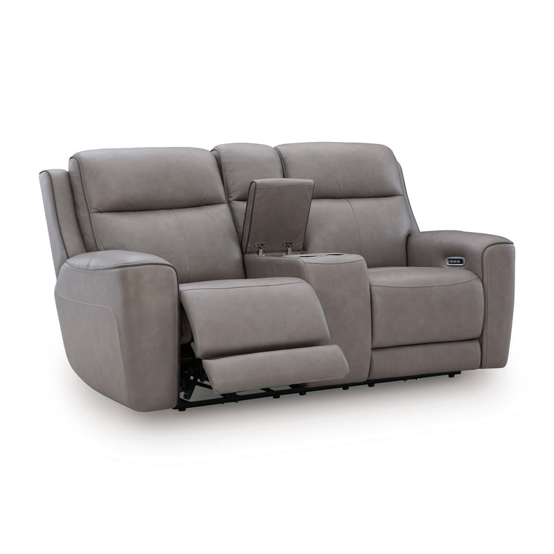  Manufacturer Color_Coin  -- 5Z Comfort Power Reclining Leather Match Loveseat with Console IMAGE 1