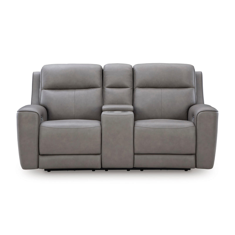  Manufacturer Color_Coin  -- 5Z Comfort Power Reclining Leather Match Loveseat with Console IMAGE 2