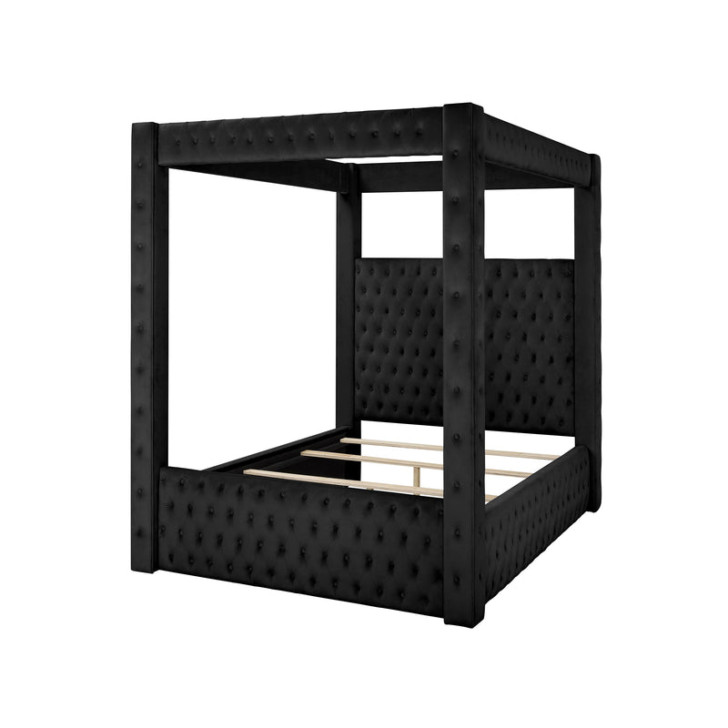  Size_Queen  -- Annabelle 5114BK-Q Queen Canopy Bed - Black IMAGE 2