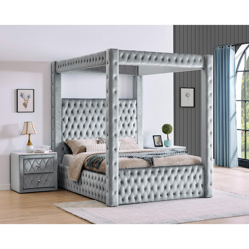  Size_Queen  -- Annabelle 5114GY-Q Queen Canopy Bed - Grey IMAGE 3
