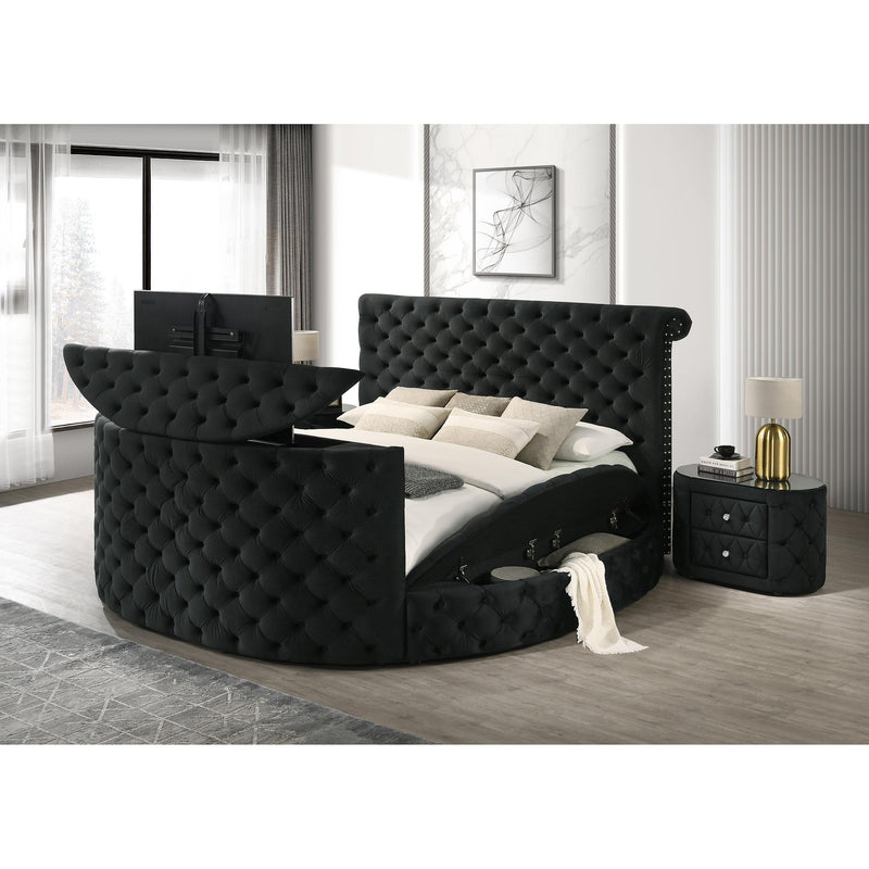  Size_Queen  -- Voltare 5212BK-Q Queen Bed with Fireplace & TV Lift - Black IMAGE 5