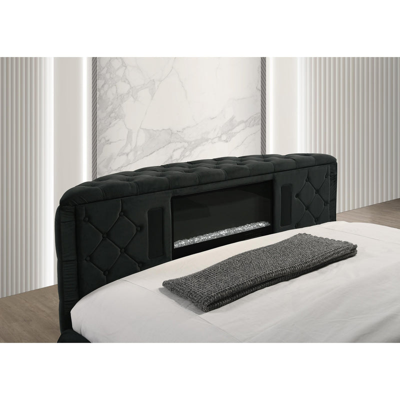  Size_Queen  -- Voltare 5212BK-Q Queen Bed with Fireplace & TV Lift - Black IMAGE 6