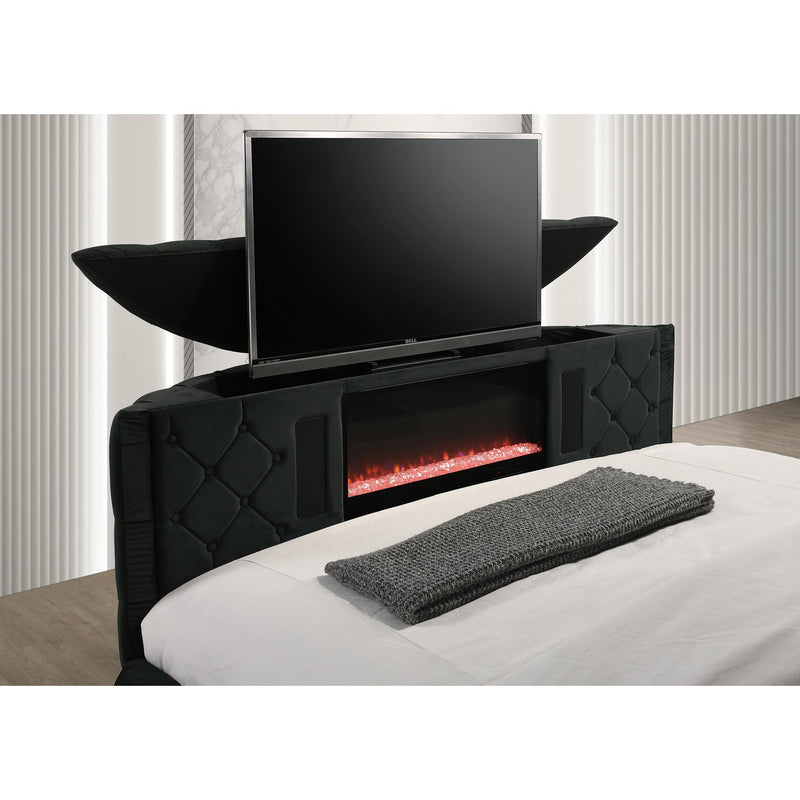  Size_Queen  -- Voltare 5212BK-Q Queen Bed with Fireplace & TV Lift - Black IMAGE 7