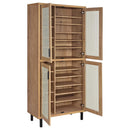 Teller - 4-Door Tall Shoe Storage Cabinet - Natural Oak