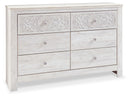 Paxberry - Six Drawer Dresser - Medallion Drawer Pulls - Whitewash