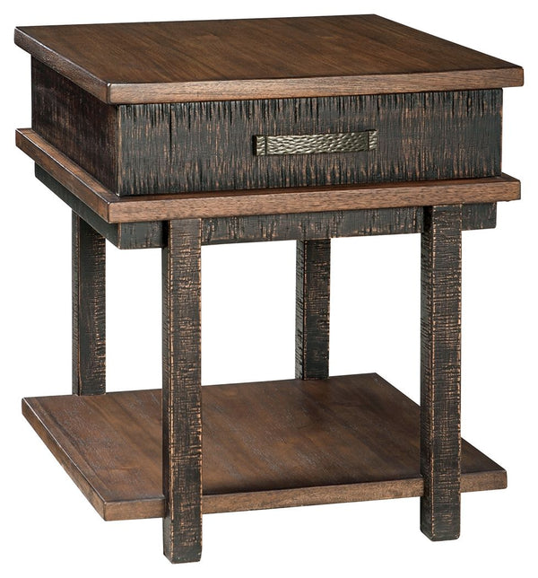 Stanah - Rectangular End Table - Brown / Beige