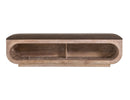 Balam - Wooden Bench With Cushioned Seat - Ivory White