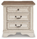 Realyn - Three Drawer Night Stand - White / Brown / Beige