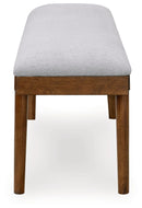 Lyncott - Large Upholstered Dining Room Bench - Gray / Brown