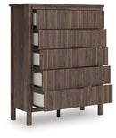 Pamytta - Five Drawer Wide Chest - Brown