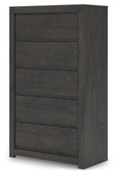 Fraluna - Five Drawer Chest - Charcoal