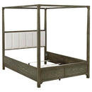 Gran Park - Queen Headboard, Footboard, Front & Back Canopy & Slats, Box 1 of 2 - Dark Cocoa
