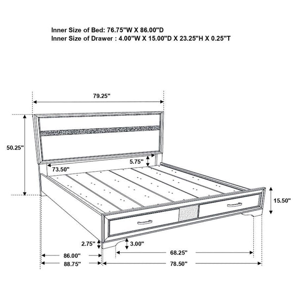 Miranda - California King Headboard & Footboard, Box 1 of 3 - Black