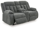 Observation - Double Reclining Power Loveseat With Console - Steel