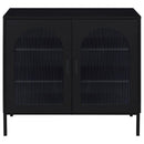 Jess - 2-Door Arched Fluted Glass Accent Cabinet - Black