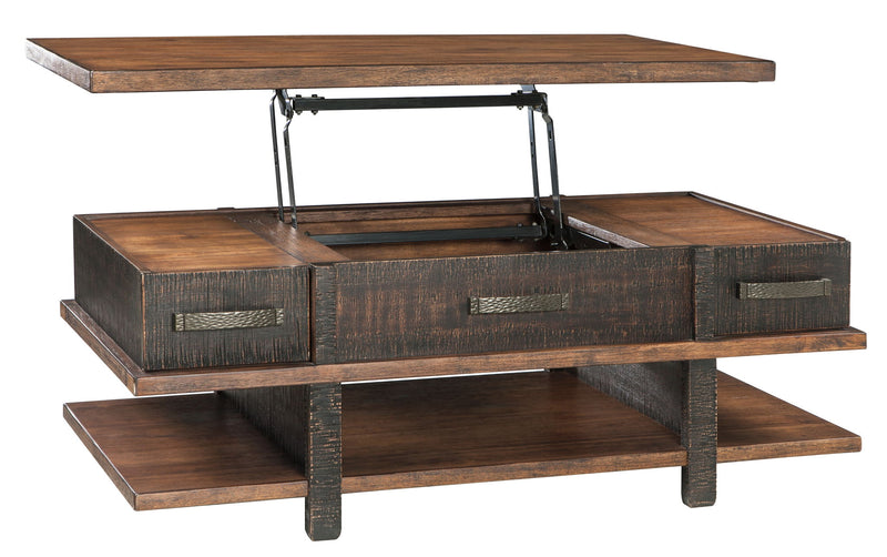 Stanah - Lift Top Cocktail Table - Brown / Beige