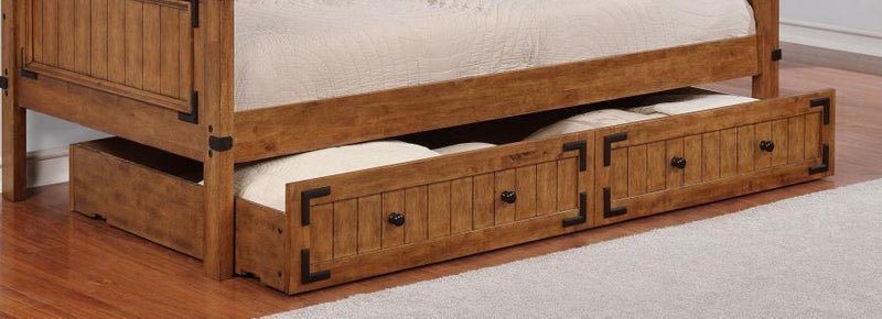 Oakdale - Wood Storage Trundle - Rustic Honey