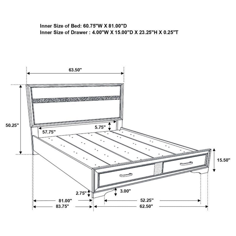 Miranda - Queen Headboard & Footboard, Box 1 of 3 - Black