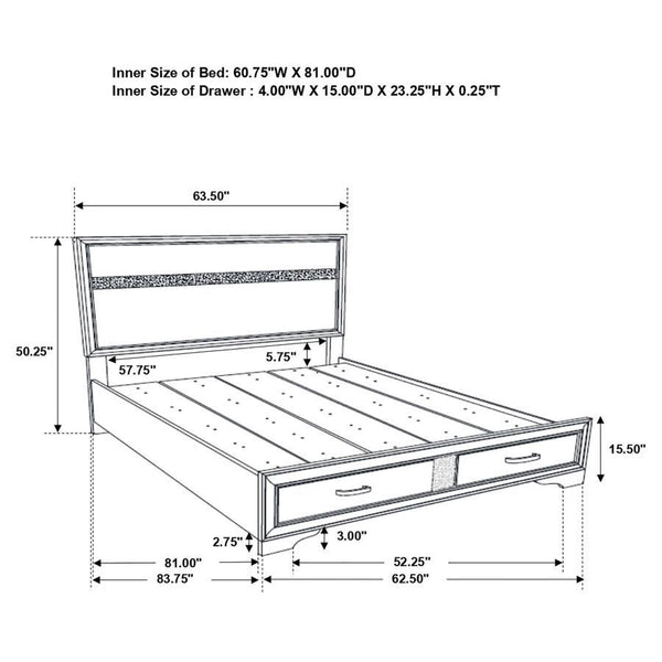 Miranda - Queen Side Rails & Slats, Box 2 of 3 - Black
