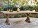 Laguna Heights - Rectangular Dining Table With Umbrella Option - Beige