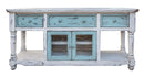 Aruba - TV Stand / Console With 3 Drawers And 2 Doors - Off White / Sky Blue