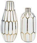 Mohsen - Vase Set (Set of 2) - Gold Finish / White