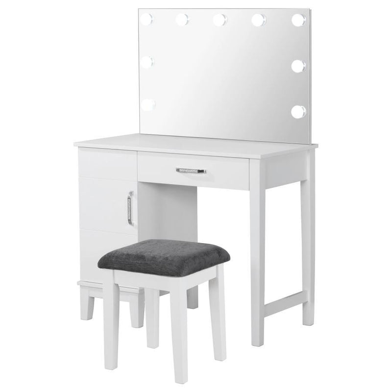 Elijah - Vanity Desk & Stool, Box 2 of 2 - White And Dark Gray