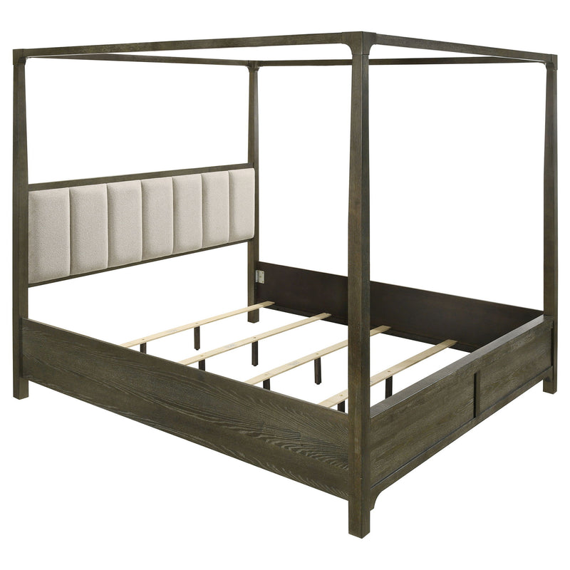 Gran Park - King Headboard, Footboard, Front & Back Canopy & Slats, Box 1 of 2 - Dark Cocoa